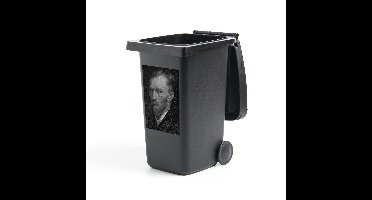 Container sticker Vincent van Gogh (Zwart Wit) - Zelfportret van Vincent van Gogh in zwart-wit - Schilderij van Vincent van Gogh - 40x60 cm - kliko sticker - weerbestendige containersticker