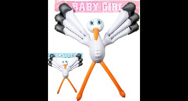 Opblaasbare ooievaar met zuignappen voor tegen raam