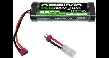 Absima NiMH accupack 7.2 V 3600 mAh Aantal cellen: 6 Hardcase T-bussen, Tamiya-bus