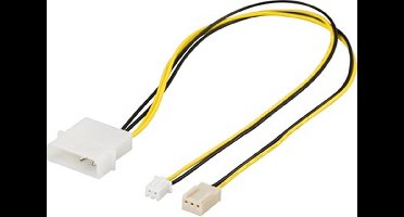 DELTACO SSI-34B, 1x 4-pin 1x 3-pin, 1x 2-pin Zwart, Wit, Geel kabeladapter/verloopstukje, 30cm