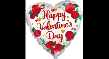 Amscan Folieballon Hart Junior 71 Cm Wit/rood