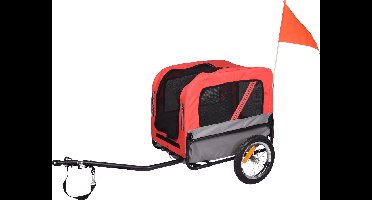 Flamingo Fietskar Romero – Rood/Grijs, 60 × 43 × 51 cm | Geschikt voor Fiets & E-bike - Duurzaam, betrouwbaar en stijlvol!