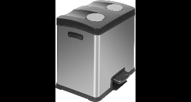 EKO - Rejoice recycling pedaalemmer 12+12 liter - Stainless steel Plastic - mat RVS - Prullenbak