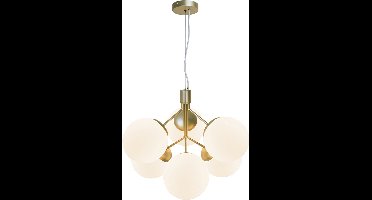 Nordlux Ivona-hanglamp-6xE27-opaal glas/messing