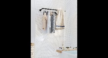 AZURU Kledingstang voor aan de muur - Set van 2 stuks - Zwart - Metaal