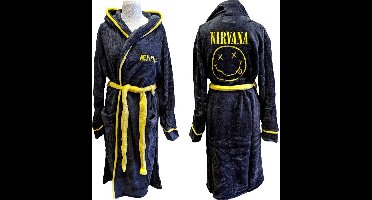 Nirvana - Yellow Happy Face Badjas - S/M - Zwart