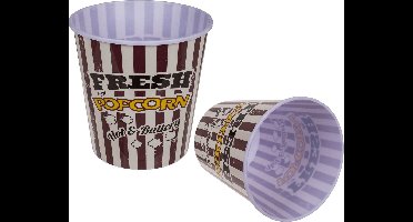 Out of the Blue Popcorn bak - 2x - rood/wit - kunststof - D17,5 cm - 5 liter - herbruikbaar