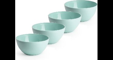 PlasticForte Schaaltjes - 4x - kunststof - kommetjes - dessert/ontbijt - D14 x H6 cm - mintg