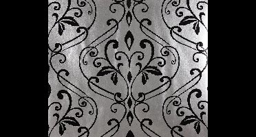 Dutch Wallcoverings Vliesbehang Damast - Zwart/zilver