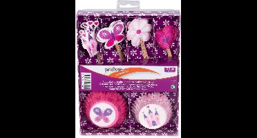 Patisse Cupcakevormen Met Deco-prikkers 5 Cm Papier Roze 24 Stuks
