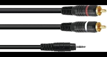 OMNITRONIC jack kabel 3 5 mm -  jack naar tulp - aux kabel - audio kabel 3.5 Jack/2xRCA 1m bk
