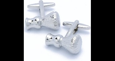 Manchetknopen - Scheerkwasten Scheermes Zilver