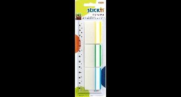 Stick'n Bladwijzer sticky index tabs - 37x50mm op 15cm flexibele liniaal, met beschrijfbare witte strip, 30 tabs totaal