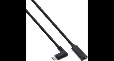 Premium USB-C haaks naar USB-C verlengkabel - USB3.0 - tot 20V/3A / zwart - 1,5 meter