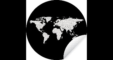 WallCircle - Muurstickers - Behangcirkel - Wereldkaart - Zigzag - Grijs - ⌀ 30 cm - Muurcirkel - Zelfklevend - Ronde Behangsticker