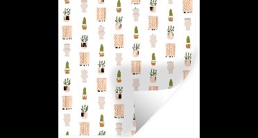 Muurstickers - Sticker Folie - Badkamer - Planten - Patroon - 30x30 cm - Plakfolie - Muurstickers Kinderkamer - Zelfklevend Behang - Zelfklevend behangpapier - Stickerfolie