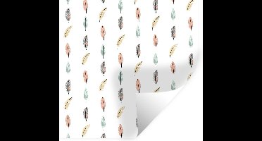 Muurstickers - Sticker Folie - Veren - Patronen - Pastel - 30x30 cm - Plakfolie - Muurstickers Kinderkamer - Zelfklevend Behang - Zelfklevend behangpapier - Stickerfolie
