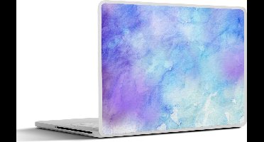 Laptop sticker - 10.1 inch - Waterverf - Paars - Lichtblauw - 25x18cm - Laptopstickers - Laptop skin - Cover