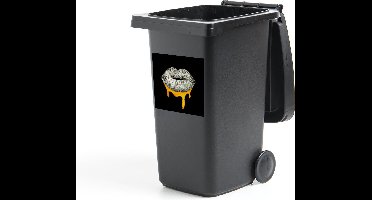 Container sticker Lippen - Geld - Zwart - Wit - 40x40 cm - Kliko sticker