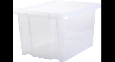 EDA Opbergbox 80L - wit - stapelbaar - L56 x B50 x H36 cm - kunststof - Bak/doos met deksel