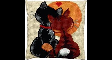 Pako borduurpakket kruissteek kussen - verliefde poesjes - geprint stramien - 003.179 - DIY kit
