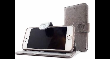 HEM hoesje geschikt voor Apple iPhone XR - Vintage Grey Leren Portemonnee Hoesje - Lederen Wallet Case TPU meegekleurde binnenkant- Book Case - Flip Cover - Boek - 360º beschermend Telefoonhoesje