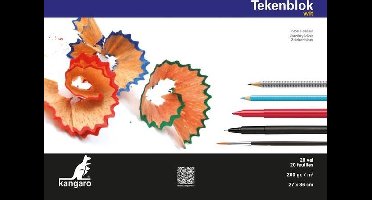 Kangaro tekenblok - 270x360mm - 200 grams - 20 vel - wit - K-5550