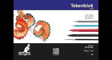Kangaro tekenblok - 210x297mm - 120 grams wit blanco papier - 20 vel