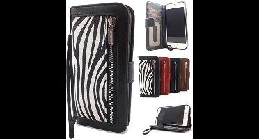 HEM Zebra Print Hoesje Geschikt Voor iPhone 14 Pro – Luxe Wallet Bookcase Met Pasjeshouder En Rits Voor Kleingeld – Boekhoesje Met Dierenprint