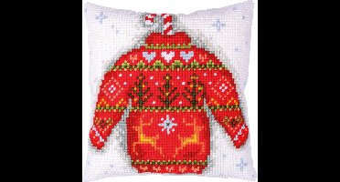 Vervaco - Kruissteekkussen kit - Kerst - Kersttrui - PN-0202288 - Borduren - Borduurpakket - Borduurpakket volwassenen - Borduurpakket kind