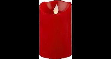 Star Trading Kaars M-Twinkle, zuilkaars, rood, LED, timer, warm geel, binnenkant, 12,5 cm