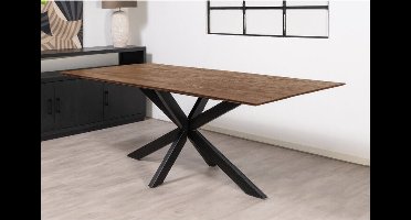 Eettafel Florence rechthoek facetrand 180x100 cm gezandstraald - Bruin