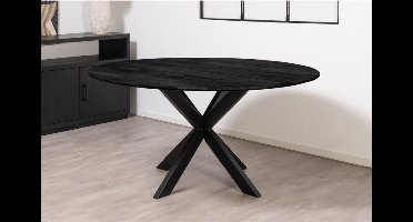 Eettafel Florence Rond mangohout 110x110 cm - Zwart | Gezandstraald