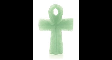 Hanger van groene Aventurijn met Ankh Teken