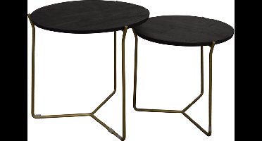 Livingfurn - Bijzettafel Mason Zwart/Brass - 52x52x53 - Mangohout