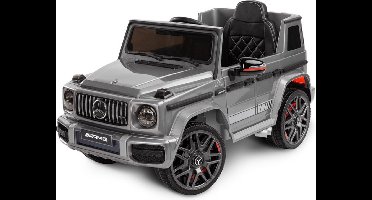 Mercedes G63 AMG Elektrische Kinderauto - Zilver - 12 volt Kinder Accu Auto - rubberen banden - leder zitje en meer! - Met Afstandsbediening - Gratis verzending