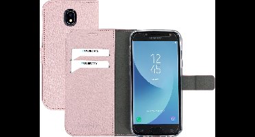 Mobiparts hoesje geschikt voor Samsung Galaxy J5 (2017) - Saffiano Wallet/Portemonnee hoesje - Magneet Sluiting - 3 Opbergvakken - Roze