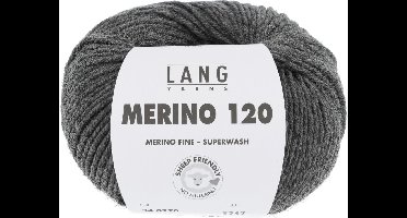 Lang Yarns Merino 120 - 270 donkergrijs mix - Merinowol Garen