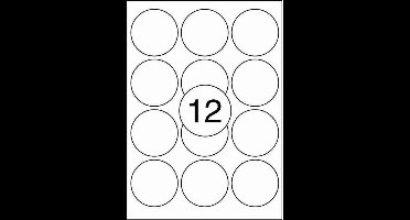 Benza Zelfklevende Etiketten op A4 Vel - Rond 63,5 mm - 12 stickers per vel - 10 vel