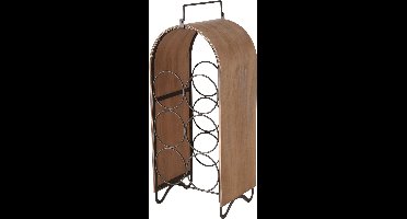 Wijnrek - Hout - Metaal - Staand - 6 fles - 50x21x18cm.