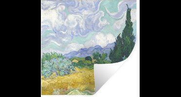 Muurstickers - Sticker Folie - Korenveld met cipressen - Vincent van Gogh - 30x30 cm - Plakfolie - Muurstickers Kinderkamer - Zelfklevend Behang - Zelfklevend behangpapier - Stickerfolie
