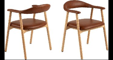 Armstoel Tesido PU-Leer Bruin - Giga Living