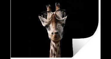 Muurstickers - Sticker Folie - Giraffe - Bril - Zwart - 30x20 cm - Plakfolie - Muurstickers Kinderkamer - Zelfklevend Behang - Zelfklevend behangpapier - Stickerfolie