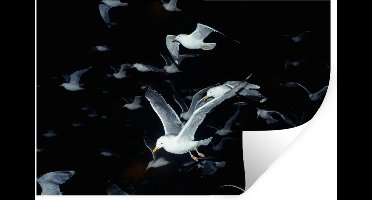 Muurstickers - Sticker Folie - Vogel - Zwart - Zwerm - 30x20 cm - Plakfolie - Muurstickers Kinderkamer - Zelfklevend Behang - Zelfklevend behangpapier - Stickerfolie