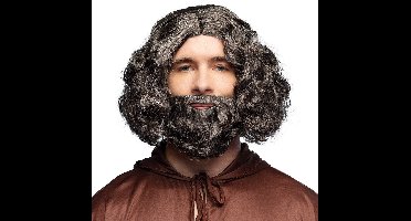 Boland - Pruik Joseph Zwart - Krullen - Halflang - Mannen - Monnik - Middeleeuwen - Monnik