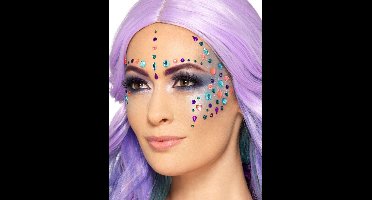 Smiffys - Pastel Jewel Gezicht Diamanten Sticker - Multicolours