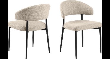 Giga Living Eetkamerstoel Catania - Stof - Beige - Zithoogte 47,5cm - Set van 2