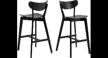 Barkruk Mat Zwart - Hout - Zithoogte 77cm - Set van 2