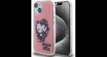 Hello Kitty iPhone 15 TPU Back Cover hoesje – Graffiti Guitar – Roze