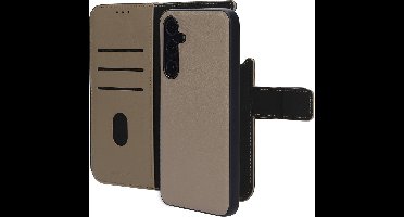 Mobiparts hoesje geschikt voor Samsung Galaxy A55 - Wallet 2-in-1 Boekhoesje - MagSafe - Echt Leder - Uitneembare Case - Sterke Magneet Sluiting - Contactloos betalen - Beige